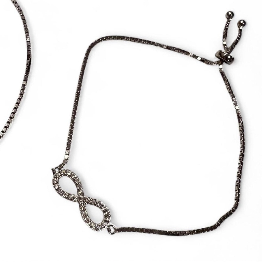 925 Sterling Silver Adjustable Infinity Charm Bracelet